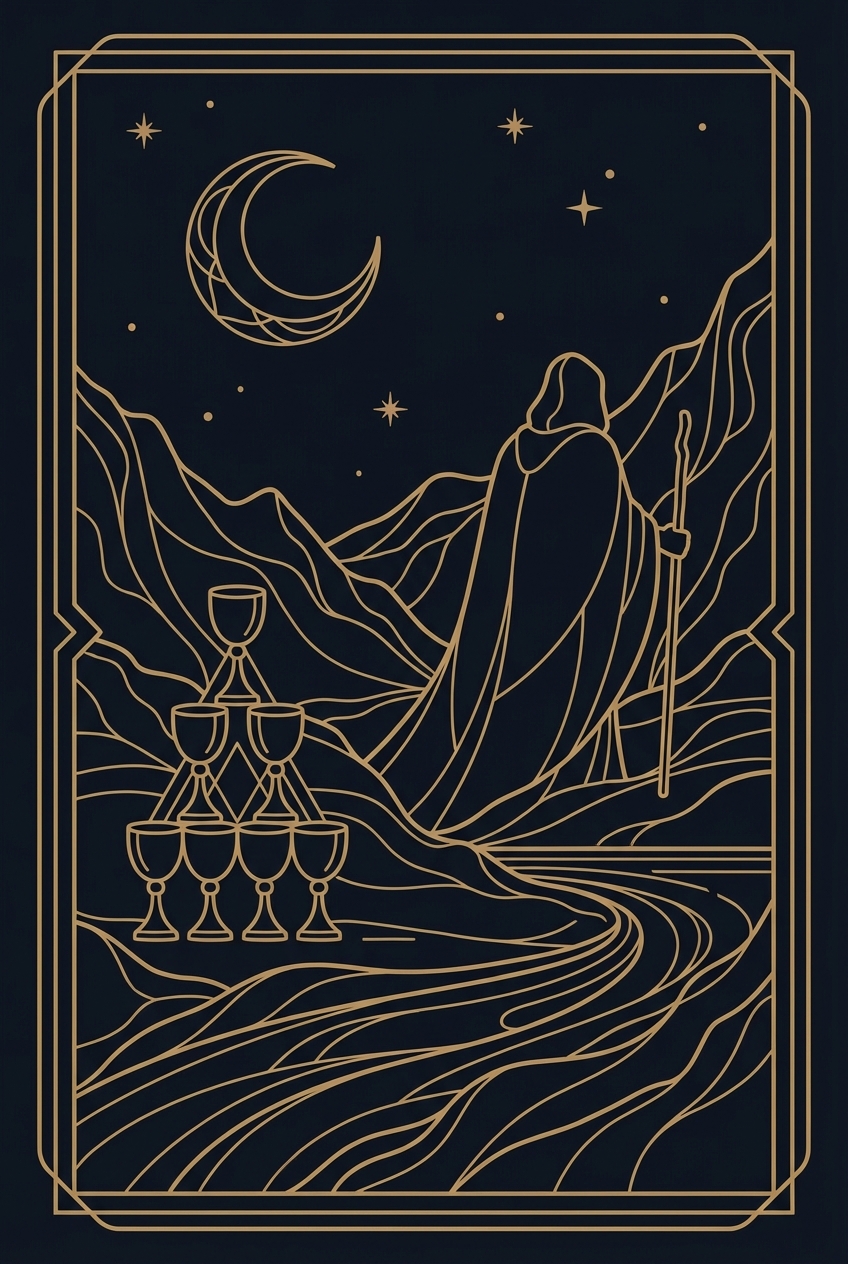 Eight of Cups tarot card illustration