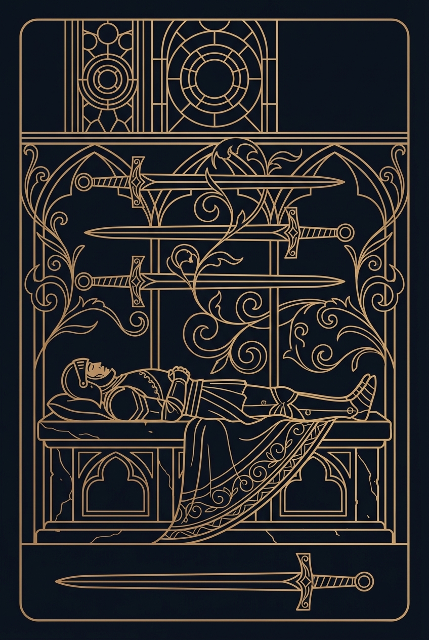 Four of Swords tarot card illustration