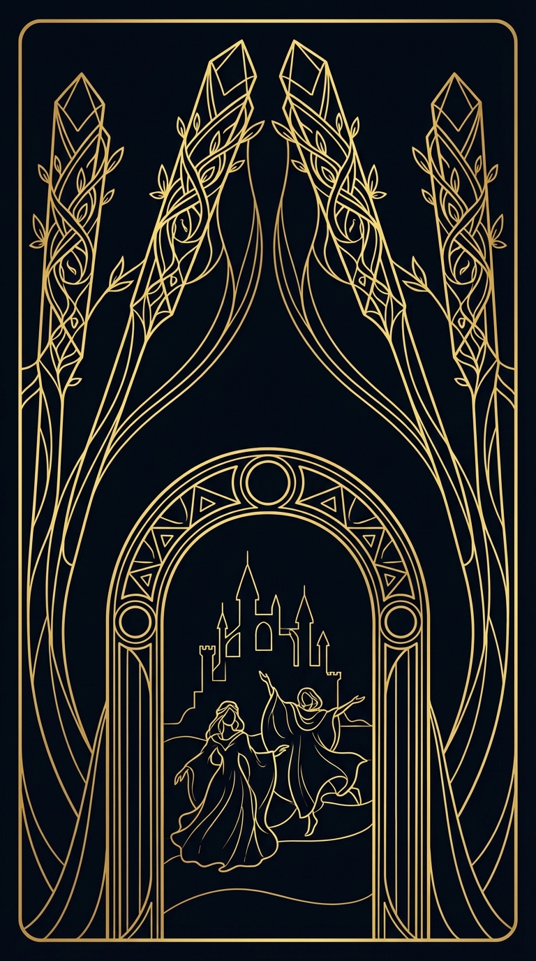 Four of Wands tarot card illustration