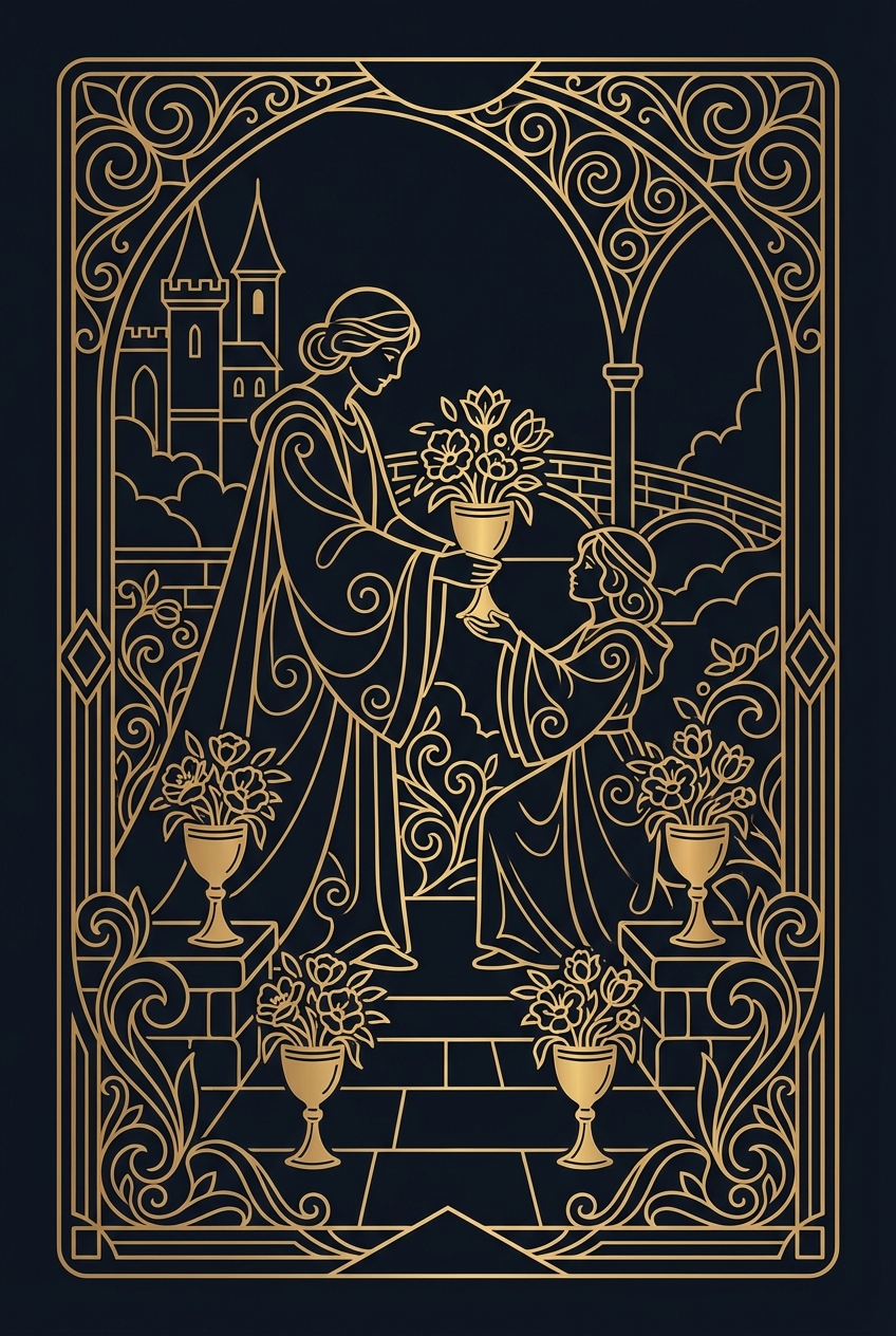 Six of Cups tarot card illustration