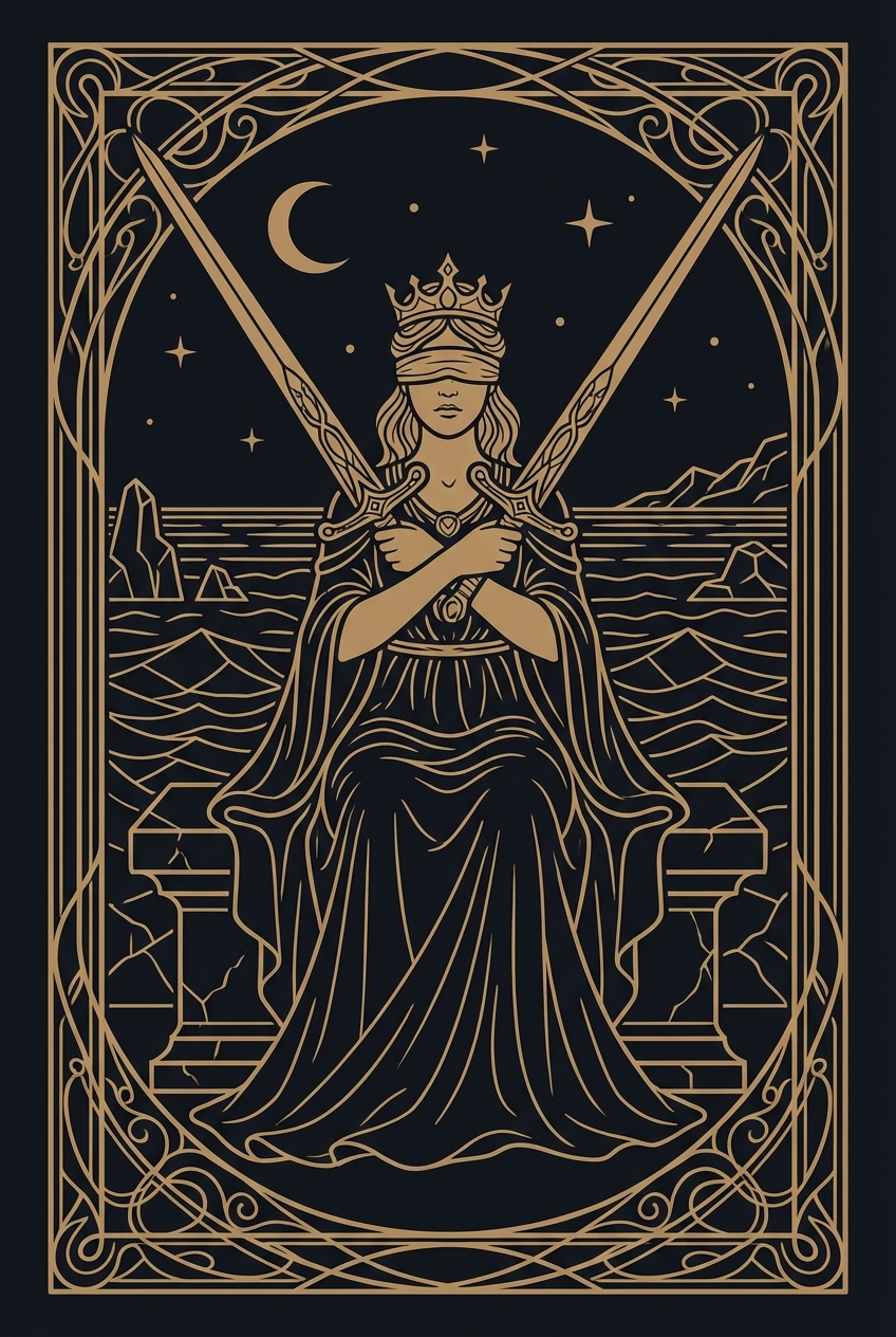 Two of Swords tarot card illustration