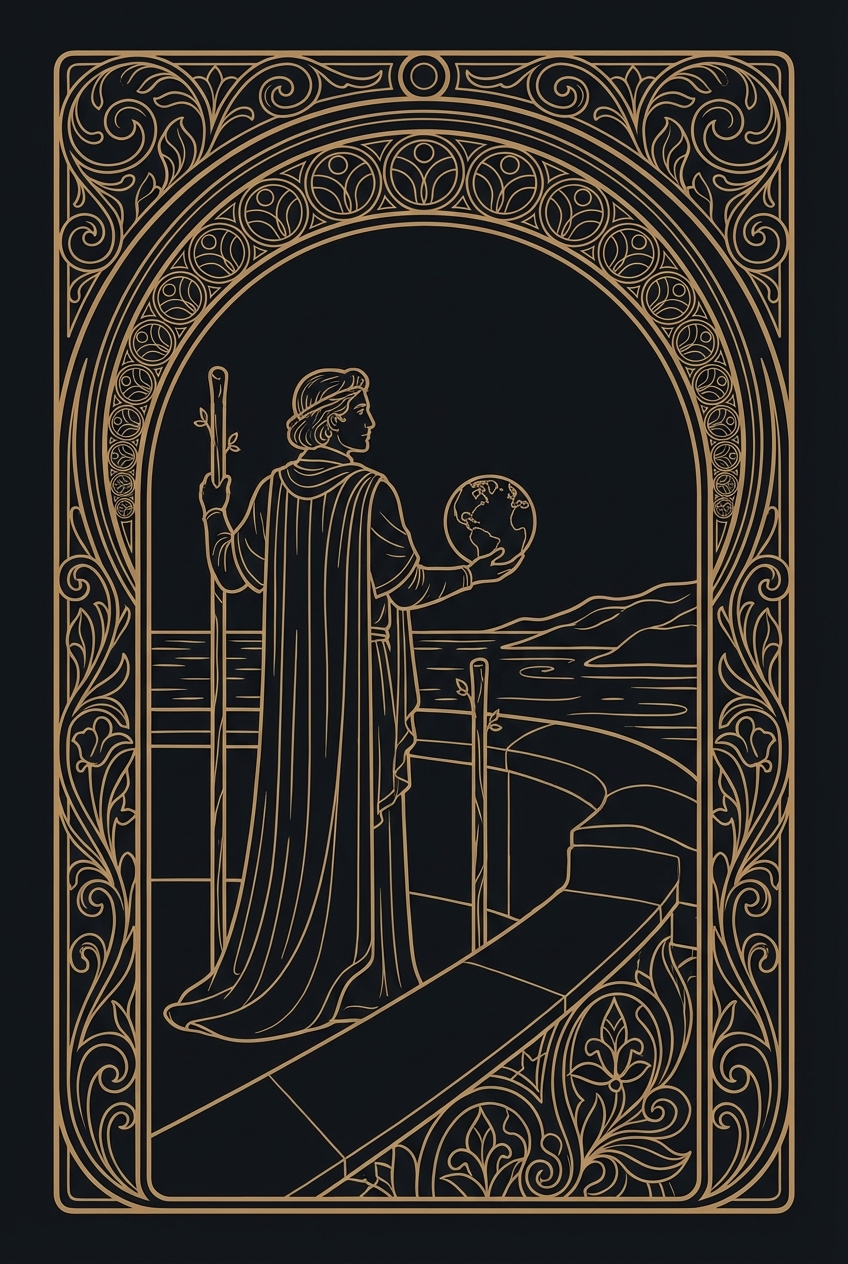 Two of Wands tarot card illustration